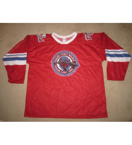 Custom ECHL 2004 05 Idaho Steelheads Kelly Cup Champs Hockey Jersey Red